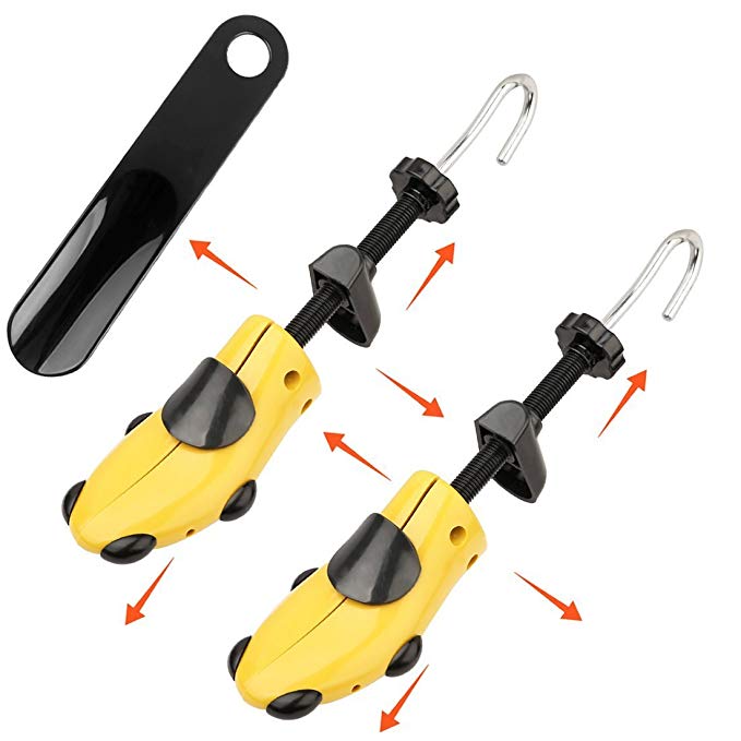 Halcent Pair of Two-Way Shoe Stretcher Kit Plastic & Metal Shoe Stretchers Expander Shoe Tree with Shoe Horn for Men and Women(Large)