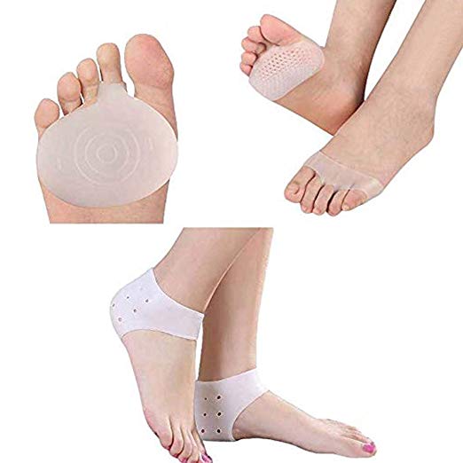 Silicone Metatarsal Pads and Foot Cushions – Large 12 Pack, 4 of Each with High-Heel Protectors – Medical Grade, Washable