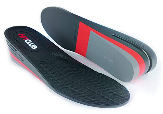 6ft Club's 3-Layer Height Increasing Insoles 2.5 Inch Shoe Lifts Arch Support Air Bubble Cushioning (Black/Red/Grey)