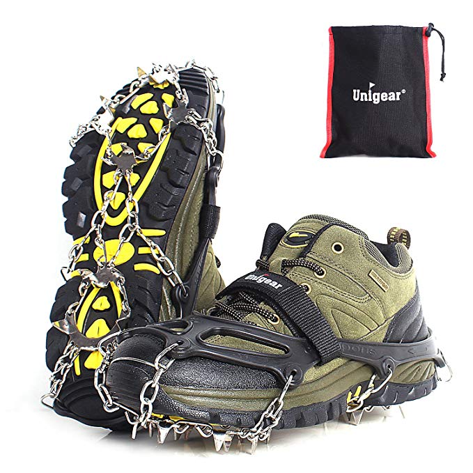 Unigear Traction Cleats Ice Snow Grips with 18 Spikes for Walking, Jogging, Climbing and Hiking