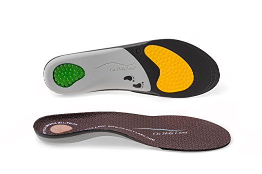 Health & Faith On Holy Land Orthotic Insoles for Flat Foot, Plantar Fasciitis, Heel Spur, Pronation, Arch Support, Shoe Inserts, Pain Relief, All Sports Activities (Men's 7.5-9 | Women's 8.5-10)