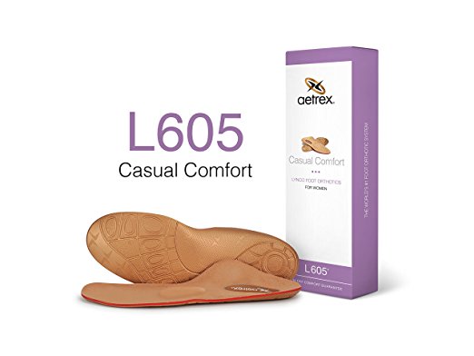 Aetrex Women’s Lynco L605W Casual Comfort Orthotic Insole Inserts - Medium/High Arch & Metatarsal Support, Size 11