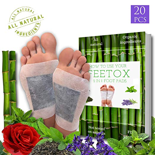 Foot Pads 20pc, Bonus EBOOK | Lavender, Rose, Mint, Green Tea | Upgraded 2in1 | All Natural 100% Organic Aroma Foot Pads