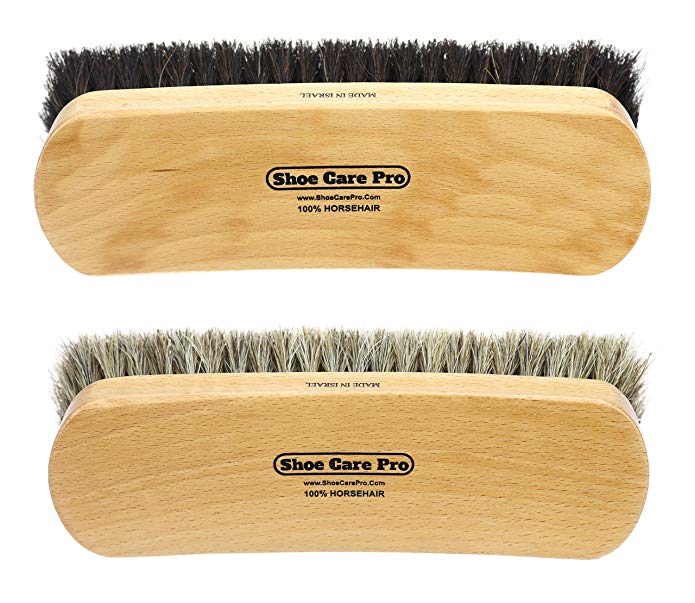 8 Inches Professional Shoe Polish Brush. 100% Horsehair Brush. Horse Hair Shoe Shine Brush.