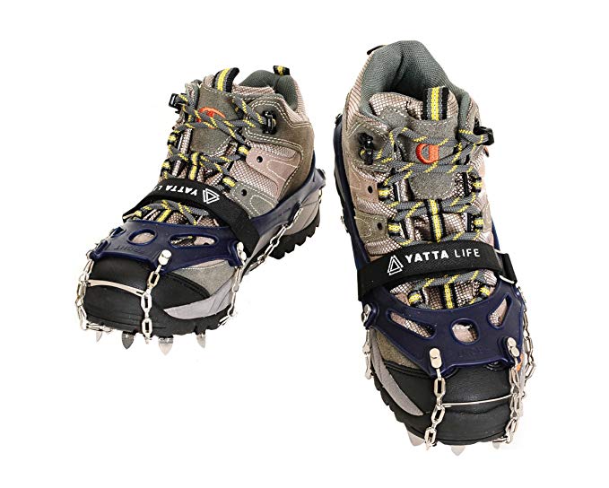 Yatta Life Heavy Duty Trail Spikes 14-Spikes Ice Grip Snow Cleats Footwear Crampons for Walking, Jogging, or Hiking on Snow and Ice