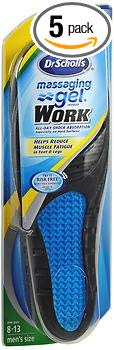 Dr. Scholl's Massaging Gel Work Insoles Men's Size 8-13 - 1 PR, Pack of 5