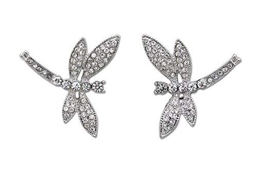 Sassy Clips Silver Petite Dragonfly with Clear Crystal Rhinestones