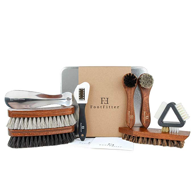 FootFitter Ultimate Shoe Brush Set, 10 Piece, Cleaning and Polishing Tools for Leather and Suede!