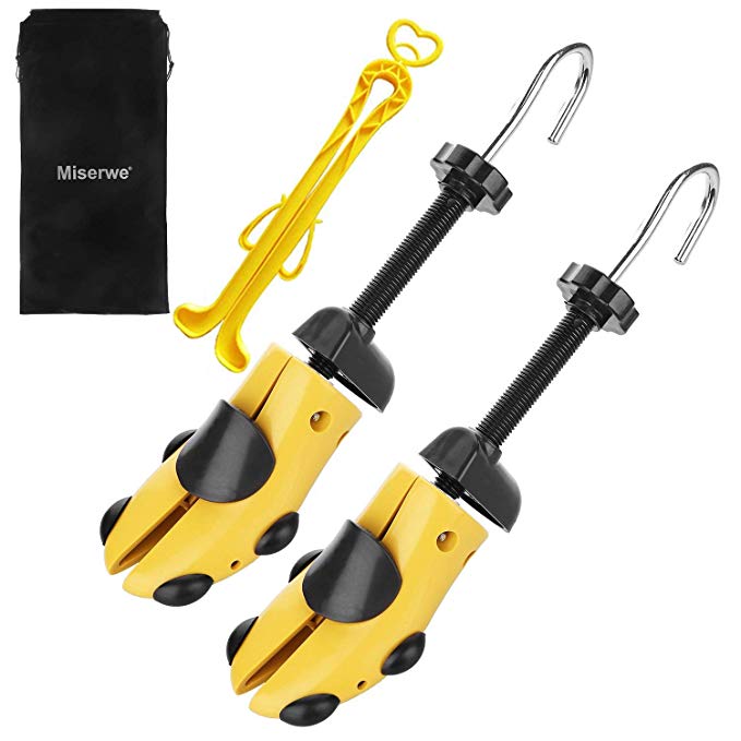 Miserwe Shoe Stretcher with Carrying Bag Pair of Premium Two Way Shoe Stretchers Adjustable Length and Width Shoe Stretcher Women Tough Plastic Unisex Shoes Stretcher for Men and Women(Small)