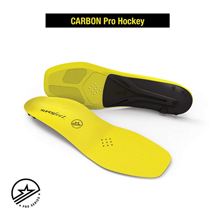 Superfeet, CARBON Pro Hockey, Carbon Fiber Professional Performance Hockey Skate Insoles, Unisex, Blaze Yellow