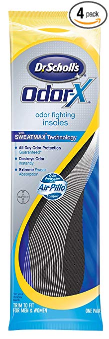 Dr. Scholl's Odor-X Odor Fighting Insoles, 1-Pair Packages (Pack of 4)