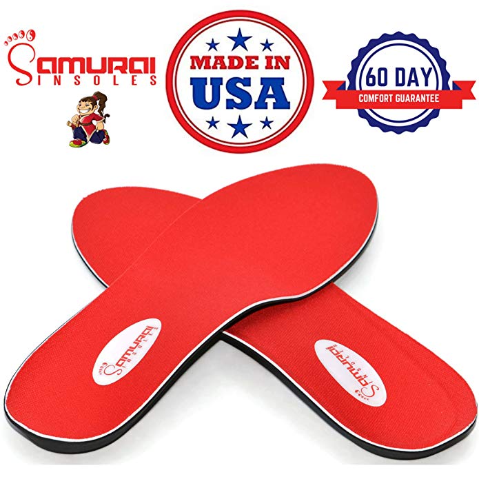 Samurai Insoles Instant-Relief Orthotics for Flat Feet - Plantar Fasciitis, Pain Relief Guaranteed!