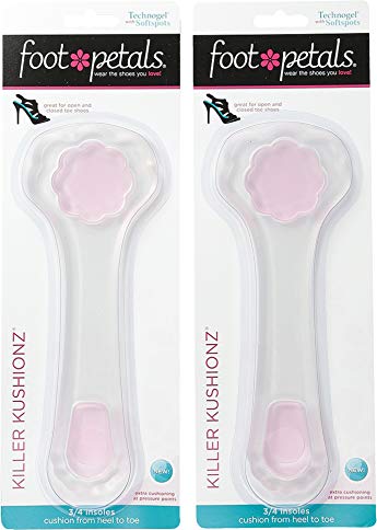 Foot Petals Women's Killer Kushionz Technogel with Softspots 2-Pair Pack Pink Gel Insole One Size