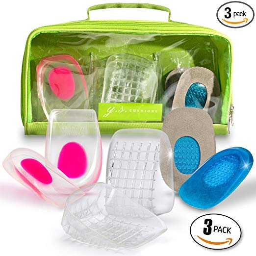 Useful Set of 3 Different Heel Pads for Plantar Fasciitis Support. Shoe Inserts for Relief of Pain from Heel Spurs. Excellent for Training, Fitness, Running or Tennis games.