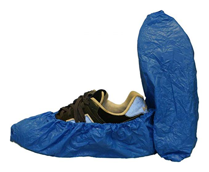 Storm Stripes Polyethylene Disposable CPE Shoe Covers, 055 mm Blue, Embossed - 300 Pieces