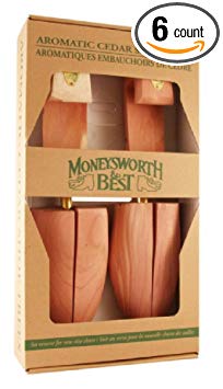 SIX Pairs Moneysworth & Best Men's Red Cedar Shoe Trees with Hook Heel