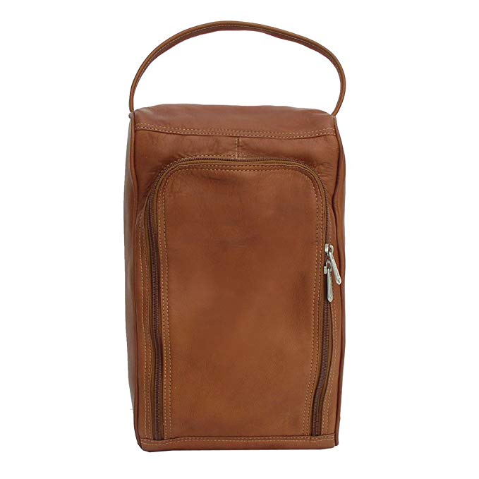 Piel Leather U-Zip Shoe Bag, Saddle, One Size