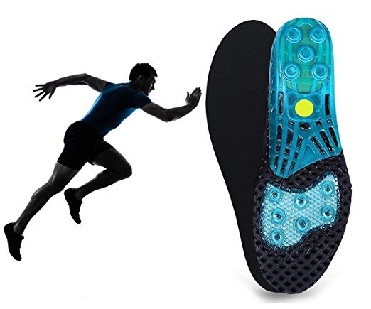 Silica Gel Sport Shoe Insole,MARRDO High-Impact Spring Cushioning Shock Absorption Shoe Insoles,forefoot enhances Massaging footbeds,plantar fasciitis Sports Insoles for Women Men