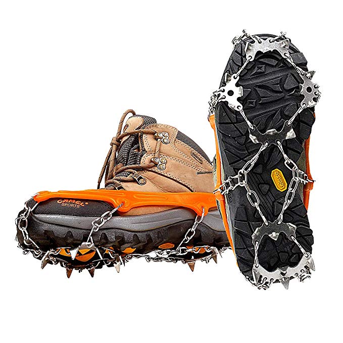 ACVCY Crampons with Cold Steel Spikes, Ice Snow Grips with Crampons Bag for Men Mountaineering Walking, Ice Climbing and Hiking